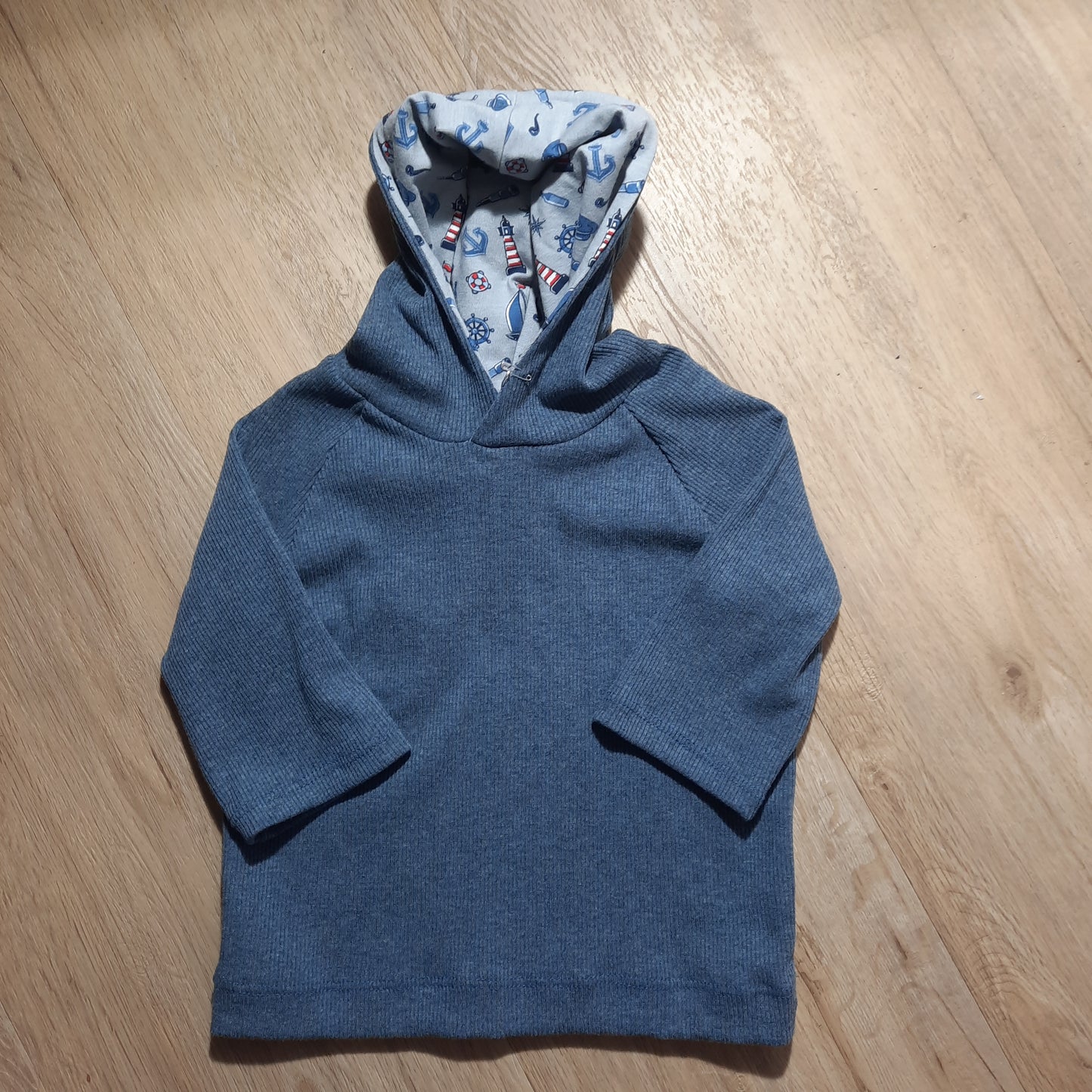 Shirt Langarm mit Kapuze maritim handmade