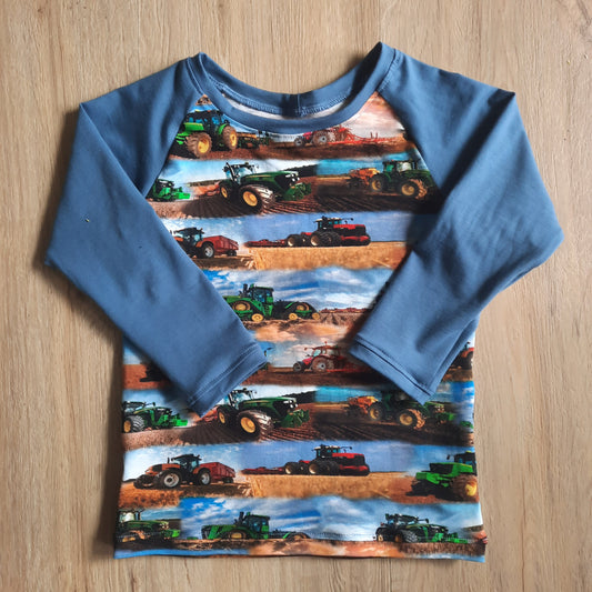 Langarmshirt Raglan Traktor handmade