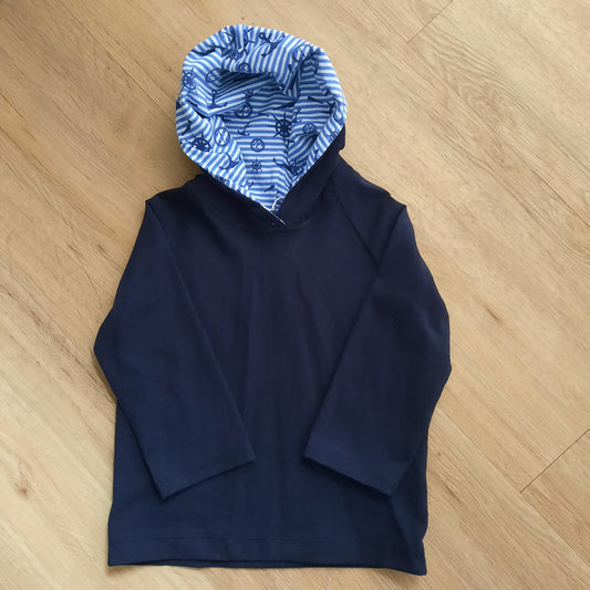 Shirt Raglan mit Kapuze maritim handmade