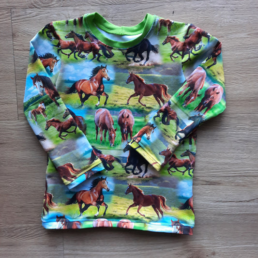 Shirt Langarm Pferde handmade