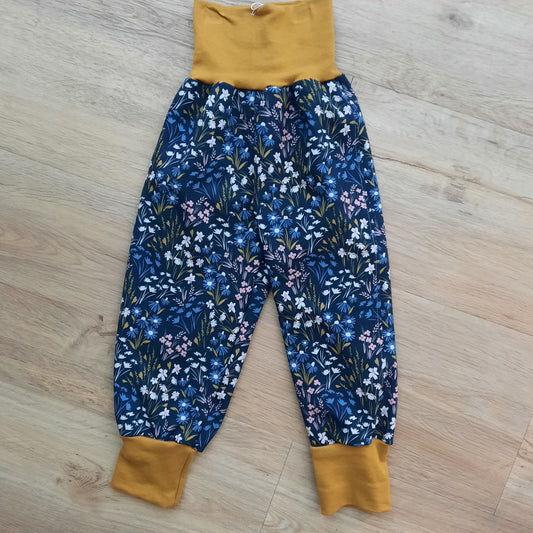 Softshellhose blau/ Gräser blau/ pink handmade